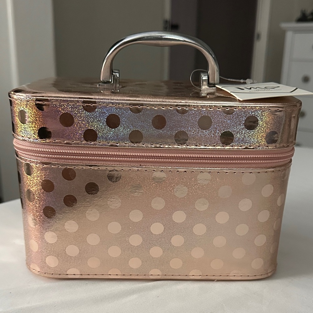 Rose Gold Polka Dot Women's makeup Bag - Picture 2 of 5